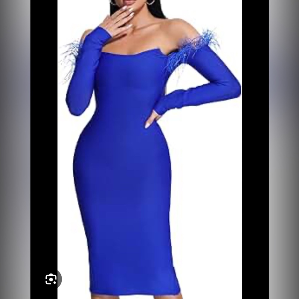 Bella Barnett Blue Off-Shoulder Dress
